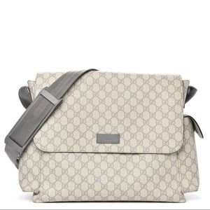 GG Plus Monogram Messenger Diaper Bag Grey